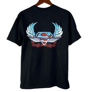 RARE Vintage Y2K DC Comics Superman “Man of Steel” Puff Print T-shirt Mens M